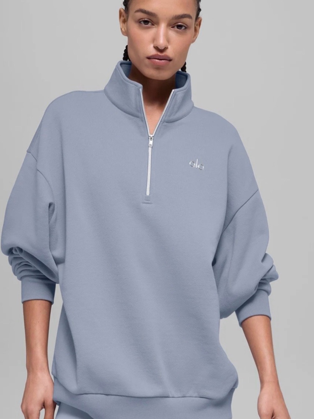ALO Yoga Light Blue Half-Zip Pullover